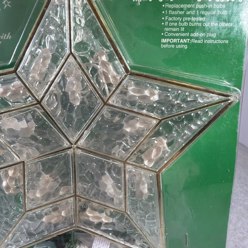 Vintage Joybrite 15- Light Bright Star Christmas Tree Topper Stained Glass Look